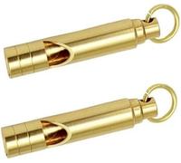 Teppc-Lot De 2 Sifflets D'urgence En Métal Doré Avec Porte-Clés, Sifflet De Sécurité Lifeguard Pour Camping, Randonnée, Train, Canapé, Kit De Survie En Plein Air, Kit De Survie Sos Pour Entraîneur Et
