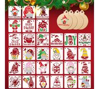 Teppc-Lot De 30 Pochoirs De Noël Avec Motifs Gnomes, Réutilisables, En Couleur, Pour Bricolage, Cartes, Fenêtres, Bois, Tissu Et Décoration De Noël