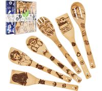 Teppc-Lot De 6 Cuillères En Bois Naturel Pour Femme Et Homme \U2013 Ustensiles De Cuisine En Bois Naturel Pour Cadeaux D'anniversaire Et De Noël (Star)