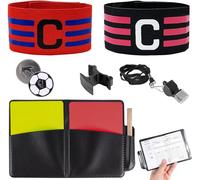 Teppc-Lot De Cartes D'arbitre De Football Avec Carte Rouge Jaune En Pvc, Sac, Carnet De Points, Sifflet D'arbitre, Pièce De Monnaie Et Brassard De Capitaine Pour Match De Football, Sport Scolaire