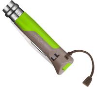 Teppc-Opinel - N°08 Couteau Outdoor Multifonction - Lame 8,5 Cm Acier Inox, Manche Polymère Et Fibre De Verre - Zone Crantée, Démanilleur, Sifflet - Terre-Vert