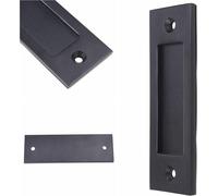 TEPPC-Poign¿¿e de Tirage Doigt de Porte de Grange (noir) et avec vis autotaraudeuses - Poign¿¿e ¿¿ fond plat en acier solide de 6 pouces - Facile ¿¿ installer - Id¿¿al pour les portes coulissantes