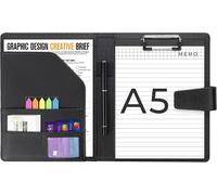 Teppc-Porte Document A5, Port Bloc A5 Pu Cuir Avec Fermeture Magnétique, Planchettes Porte-Formulaires Conférencier Portfolio Porte Bloc Avec Pince, Bloc Note, Papier, Adhésives Et Stylo