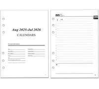 Teppc-Recharge Pour Agenda Journalier 2025 2026 Format A5, 6 Trous - Une Page Par Jour Organiseur Avec Aperçu Mensuel, Note, Contact, 12 Mois, De Août 25 À Juillet 26, Planificateur Quotidien
