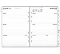 Teppc-Recharge Pour Agenda Semainier 2026 Format A5, 6 Trous, 1 Semaine Sur 2 Pages Organiseur Avec Onglets Mensuel, Mots De Passe, Note, Contact, Fériés, Jan.26 À Déc.26, Weekly Planner En Anglais