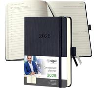Teppc-Sigel C2511 Agenda Journalier 2025, A6, Couverture Rigide, Noir - Conceptum