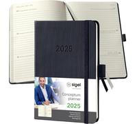 Teppc-Sigel C2513 Agenda Semainier 2025, A6, Couverture Rigide, Noir - Conceptum