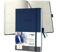 Teppc-Sigel C2562 Agenda Semainier 2025, A5, Couverture Rigide, Bleu Foncé - Conceptum