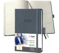 Teppc-Sigel C2567 Agenda Semainier 2025, A6, Couverture Rigide, Gris Foncé - Conceptum