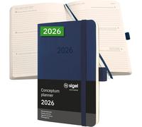 Teppc-Sigel C2633 Agenda Semainier 2026, A6, Couverture Souple Calendrier, Planificateur, Agenda Hebdomadaire, Organisateur, Journal Bleu Foncé - Conceptum