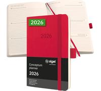 Teppc-Sigel C2635 Agenda Semainier 2026, A6, Couverture Souple Calendrier, Planificateur, Agenda Hebdomadaire, Organisateur, Journal Rouge - Conceptum