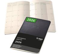 Teppc-Sigel C2685 Agenda Cahier Mensuel 2026, A6, Couverture Souple Calendrier, Planificateur, Organisateur, Journal Noir - Conceptum