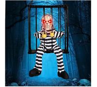 Teppc-Squelette D'halloween Effrayant En Cage, Accessoire De Maison Hantée Avec Voix Hurlante, Créature De Cauchemar
