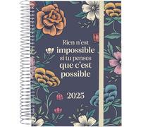 Teppc-\U2013 Agenda Spirale Design Collection 2025 1 Jour Par Page Janvier 2025 \U2013 Décembre 2025 (12 Mois) Impossible Français