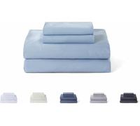 Teppc-Underzy 5003 Parure De Lit 4 Pièces Avec Drap-Housse Et 2 Taies D'oreiller De 50 X 80 Cm (Lit 90 X 190/200 Cm, Bleu Clair)