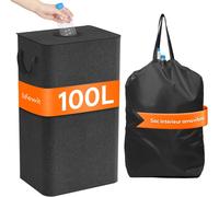 Teppd-100l Collecteur De Bouteilles Avec Couvercle, Poubelle Tri Selectif Pour Plastique, Bouteilles Verre, Poubelle Exterieur De Recyclage Avec Trou, Poubelle Cuisine Rangement, Gris Foncé