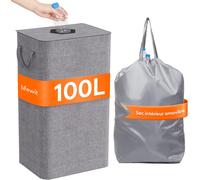 Teppd-100l Collecteur De Bouteilles Avec Couvercle, Poubelle Tri Selectif Pour Plastique, Bouteilles Verre, Poubelle Exterieur De Recyclage Avec Trou, Poubelle Cuisine Rangement De Bouteilles, Gris