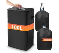 Teppd-100l Consignées Collecteur De Bouteilles, Collecteur De Bouteille Avec Couvercle Rangement Bouteille Poubelle Recyclage Avec 2 Réutilisables Sac Recyclage,Pour Cuisine Et Salle De Stockage,Noir