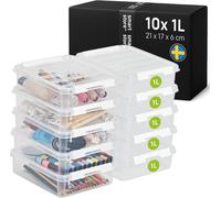 Teppd-- 10x Boîte De Rangement Plastique Avec Couvercle Classic 1l (21x17x6cm) Empilable Et De Qualité Alimentaire Boîte Plastique Avec Couvercle & Coins Renforcés Garantie 10 Ans