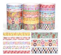 Teppd-18 Rouleaux Washi Tape, Masking Tape, Scotch Decoratif, Ruban Adhésif Décoratif, Scotch Scrapbooking, 6 * 15 Mm + 12 * 7.5 Mm