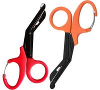 Teppd-2 Ciseau D'urgence De 19cm, Ciseaux Infirmi¿¿Re Ciseaux ¿¿ Gaze Avec Boucle Pour Les Services De Secours Ou Les Taches Quotidiennes (Orange Et Rouge)