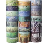 Teppd-24 Rouleaux Washi Tape Ruban Adhésif Papier Décoratif Masking Tape Scrapbooking Thème Printemps Été Automne Hiver Tape (Design 9056)