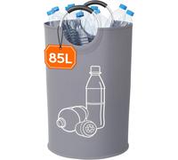 Teppd-85l Collecteur De Bouteilles, Poubelle Tri Selectif Pour Plastique, Bouteilles Verre, Poubelle Exterieur De Recyclage Avec Poignée En Aluminium, Poubelle Cuisine Rangement De Bouteilles, Gris