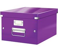 Teppd-Boîte De Rangement Click & Store, Format Moyen A4 (28,1 X 20 X 37cm), Pour L'organisation Des Objets De La Maison Et Du Bureau, Montage Bouton Pression, En Carton Recyclé À 85%, Violet, 6044006