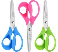 Teppd-Ciseaux Pour Enfants Gauchers,Lames De Ciseaux À Pointe Emoussée, Ciseaux De Sécurité Enfants,Ciseaux Scolaires Ciseaux À Papier 13cm (Rose/Bleu/Vert) Lot De 3 Pièces