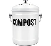 Teppd-Composteur De Cuisine , Bac À Compost De Comptoir Avec Couvercle, Pour Déchets Alimentaires De Cuisine, Seau À Compost Inodore Et Antirouille Avec Revêtement En Poudre, 1,3 Gallon, Blanc