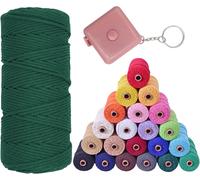 Teppd-Cordon Pour Macramé - 3 Mm X 100 M - 1 Mètre Ruban 100 % Coton Naturel - 4 Brins Torsadés - Pour Loisirs Créatifs, Décoration De Noël Et De Mariage - Vert Noirâtre