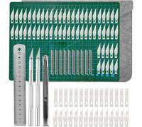 Teppd-Couteau Pour Loisirs Créatifs Set, Scalpel 2 Stylos Scalpel 100 Lames De Rechange Pour Cutter De Précision 1 Lames Tapis De Découpe 1 Règle En Acier 1 Couteau Utilitaire 1 Sac De Rangement, Bri