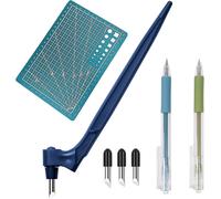 TEPPD-Cutter de Précision, Outils de Coupe D'artisanat, 1 Stylo de Coupe avec 2 Morceaux de Lame Rotative à 360 Degrés, 1 Tapis de découpe, 2 Couteau Stylo Artisanal pour Scrapbooking, Sculpture, Bri