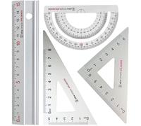 Teppd-Ensemble De Règle D'échelle D'architectes En Métal - Ensembles De Géométrie De Dessin Technique Rodmaie 4 Pcs, Outil De Géométrie Mathématique, Rapporteur, Triangulaire