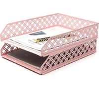 Teppd-Exerz Bacs À Lettres 2 Pièces Trieur De Papier Empilable/Organisateur De Bureau/Bac De Classement Pour Bureau - Support De Classement En Métal En Treillis Métallique - Bureau, École, Étude À Do