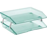 Teppd-Facility Bac À Courrier À 2 Niveaux/Charge Latérale A4, Organiseur De Bureau, En Plastique (Couleur Vert Transparent)