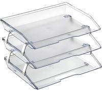 Teppd-Facility Bac À Courrier À 3 Niveaux/Charge Latérale A4, Organiseur De Bureau, En Plastique (Couleur Transparent Cristal)