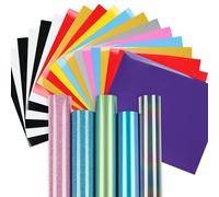 Teppd-Feuilles De Vinyle Thermocollant - 24 Feuilles 30,5 X 25,4 Cm (2 Caméléon & 2 Paillettes) Flex Thermocollant Pour Vêtements, Bonnets, Autres Tissus