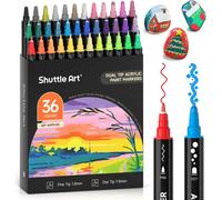 Teppd-Feutre Acrylique, 36 Couleur Marqueur Peinture Acrylique À Double Pointe (Dot & Fine), Stylo Peinture Acrylique Pour Galet, Verre, Feutre Peinture Acrylique Pour Diy Cartes, Bricolage