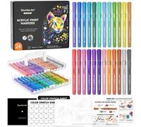 Teppd-Feutre Acrylique À Pointe Pinceau, 24 Couleurs Métalliques Acrylic Paint Marker Sur Céramique Toile Plastique, Feutres Acryliques Pour Peinture Calligraphie