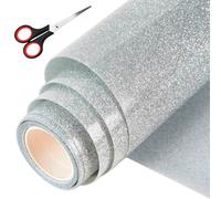 Teppd-Flex Thermocollant Textile Pailleté Argenté, Vinyle Thermocollant 30x150cm, Rouleau Vinyle Thermocollant En Pet, Feuille Thermocollante Tissu Avec Ciseaux, Pour Diy Vêtement T-Shirt Pantalon