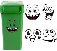 Teppd-Funny Autocollants De Poubelle À Roulettes, 4 Feuilles Dessin Animé Expressions Autocollant Poubelle Autocollants Pour Poubelles Roulettes Yeux Et Bouche Stickers Muraux Décoratifs Auto-Adhésif