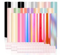 Teppd-Lot De 25 Feuilles De Vinyle Adhésif Permanent Brillant - 30,5 X 30,5 Cm - Couleurs Assorties - Fonctionne Avec Silhouette Cameo, Cricut Et Autres Emporte-Pièces - Design À Faire Soi-Même