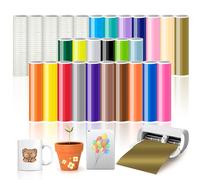 Teppd-Lot De 28 Films Adhésifs Permanents En Vinyle Intelligent Pour Cricut Joy Xtra, Smart Adhesive Vinyle Permanent Avec Film De Transfert 24 X 30,5 Cm Film Traceur Autocollant Pour Bricolage Tasse
