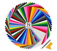Teppd-Lot De 70 Films De Traceur En Vinyle Autocollant - 30 X 25 Cm - 65 Films De Vinyle À Paillettes + 5 Films De Transfert - Pour Verre, Tasses, Fenêtres, Décoration Diy