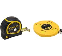 Teppd-Mètre Tylon Bi Matière 8m X 25mm - Ruban Anti-Corrosion - Boitier Bi Matière & 0-34-297 Mètre À Ruban Fibre De Verre 30 M Jaune Fluo - Revêtement Pvc - Anti-Corrosion