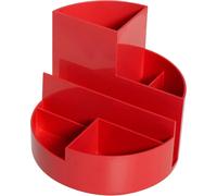 Teppd-Organisateur De Bureau Rundbox 140x125mm Organiseur Stylé À 6 Compartiments Pour Ranger Stylos, Ciseaux Et Carte De Notes Rangement Pratique Pour Le Bureau Rouge