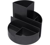 Teppd-Organisateur De Bureau Rundbox 140x125mm Organiseur Stylé À 6 Compartiments Pour Ranger Stylos, Ciseaux Et Carte De Notes Rangement Pratique Pour Le Bureau Noir