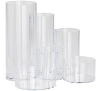 Teppd-Organisateur De Bureau Tubo Ø15x12,5cm Pot A Crayon Avec 6 Compartiments De Diamètres Organisateur Pour Bureau, Cuisine, L'atelier Et Pour Des Articles Cosmétiques Transparent