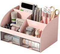 Teppd-Organiseur De Bureau, Boîte De Rangement Pour Fournitures De Bureau, Maquillage, Porte-Stylos Pour La Maison, Le Bureau Et L'école (Rose)
